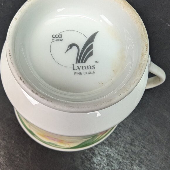 Lynns Fine China CCA Pink Tulip Floral Footed Tea Cup 8 Oz Lot of 4 - Picture 12 of 12